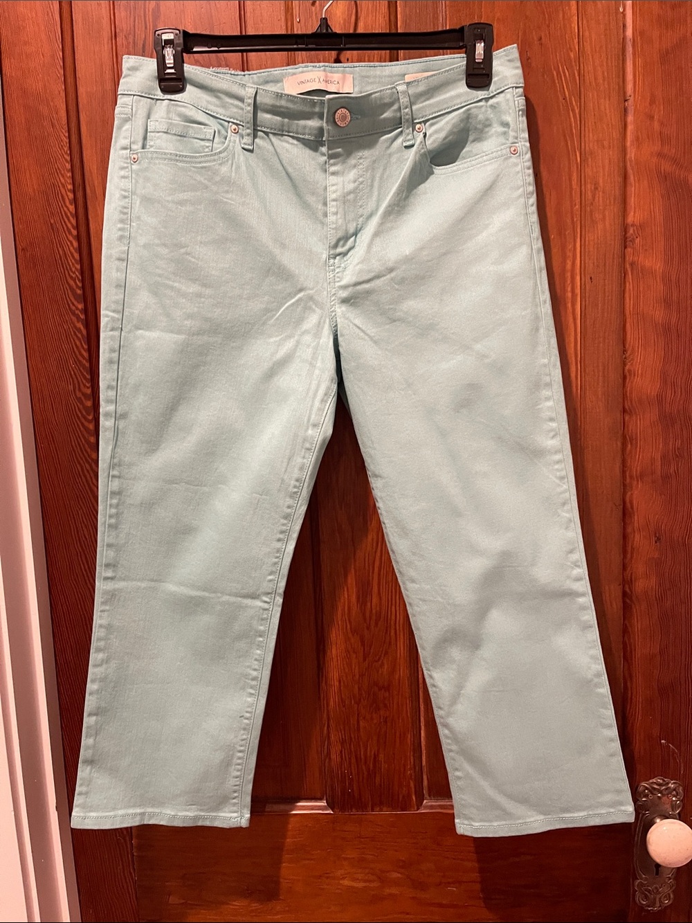 Vintage America Mint Green Straight-Leg Capris